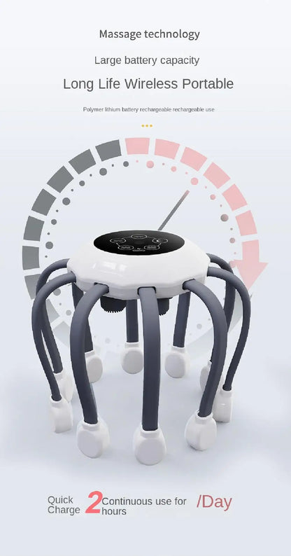 Octopus Claw Eight Claw Massager USB Charging Therapeutic Scratch Pad Electric Head Massager Hands Free Therapeutic