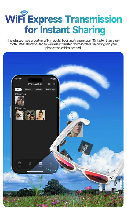 2025 AI Smart Glasses with 8MP Camera Video Recording 100+ Languages Translation Sunglasses Bluetooth Call Music Play Men Women