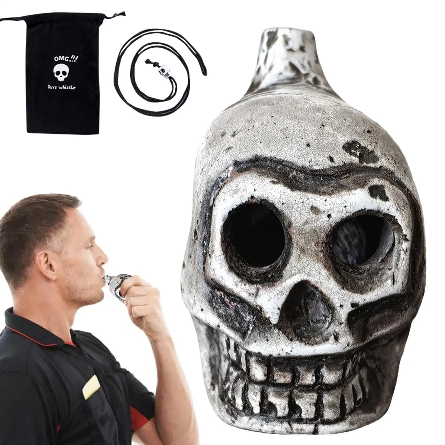 1PC Death Whistle Loud Spooky Human-like Screams Battle Whistle outdoor Camping Emergency Whistle Skull Thunder Echoes