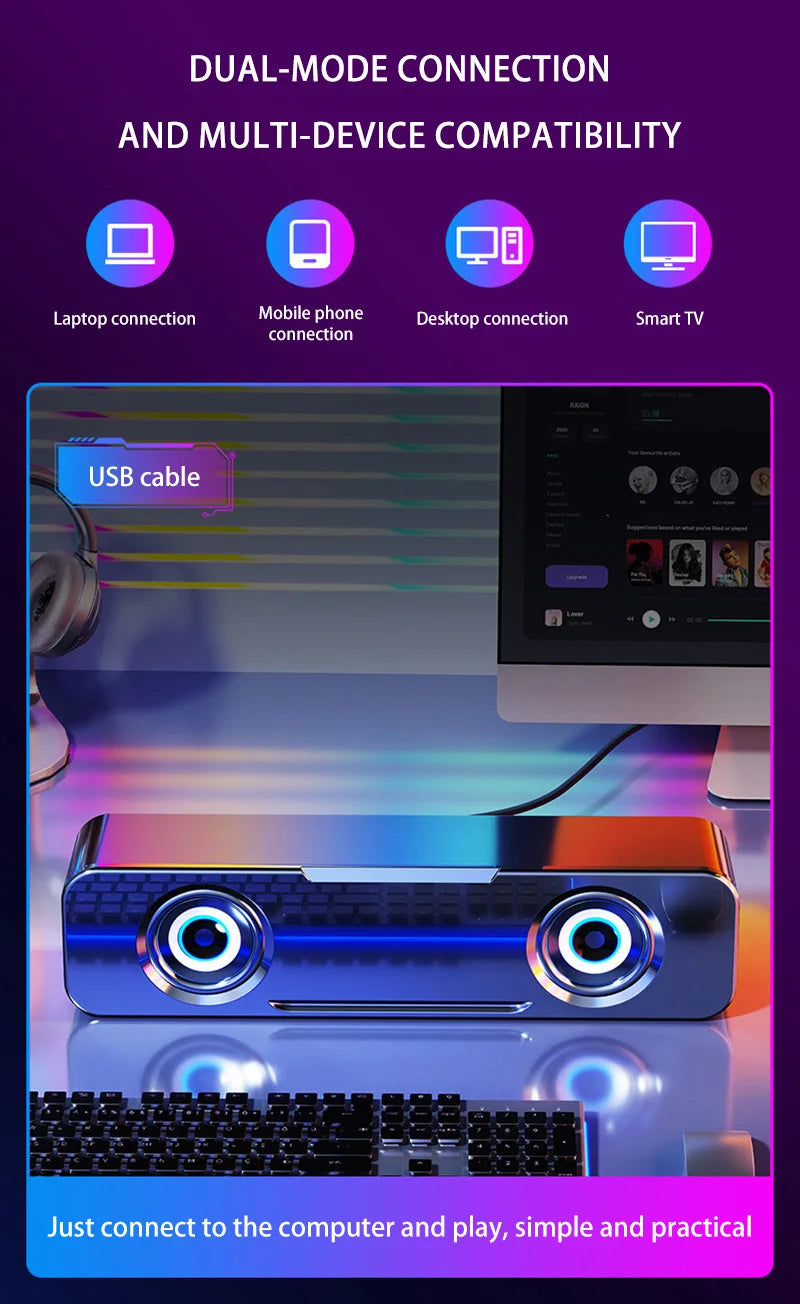 Desktop Computer Bluetooth Small Speaker Home Laptop Speaker Mini Subwoofer Wired Connection Outdoor Waterproof Loudspeaker
