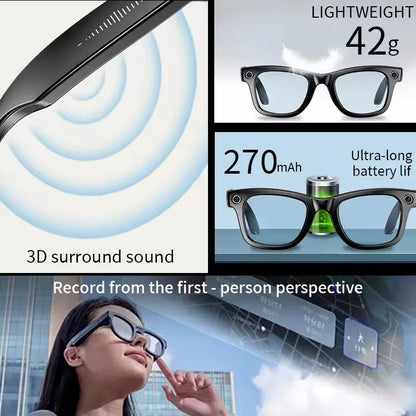 2025 AI Smart Glasses with 8MP Camera Video Recording 100+ Languages Translation Sunglasses Bluetooth Call Music Play Men Women