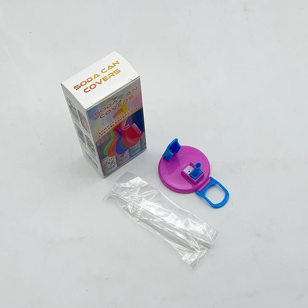 Soda Can Lids Soda Cup Cover Straw Combination Spill-proof Good Sealing Cup Cover Can Reusable Straw Cup Cover Cup Accessories