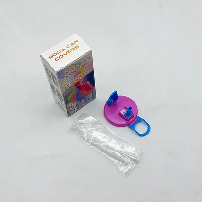 Soda Can Lids Soda Cup Cover Straw Combination Spill-proof Good Sealing Cup Cover Can Reusable Straw Cup Cover Cup Accessories