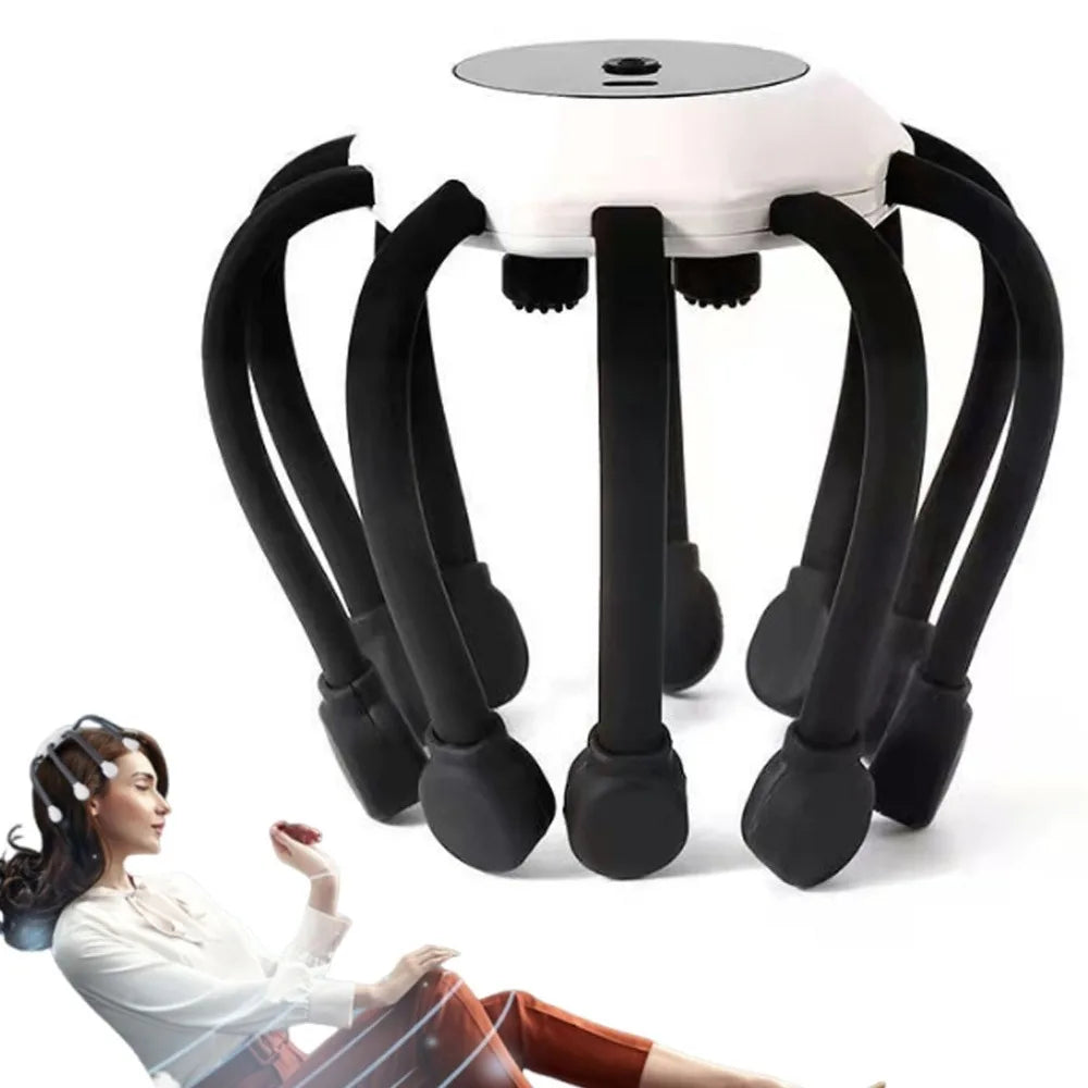 Octopus Claw Eight Claw Massager USB Charging Therapeutic Scratch Pad Electric Head Massager Hands Free Therapeutic
